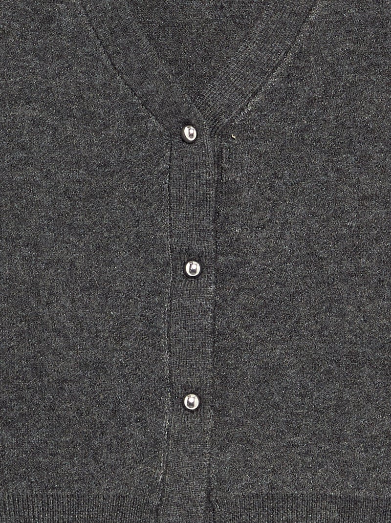 Strickjacke aus Feinstrick mit silberfarbenen Knöpfen Grau/Mittelgrau - Kiabi