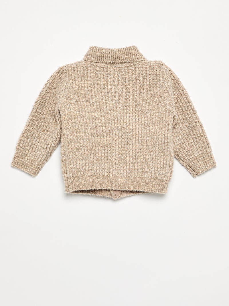 Strickjacke im Cardigan-Stil 'Mickey' 'Disney' mit Stickereien Beige - Kiabi