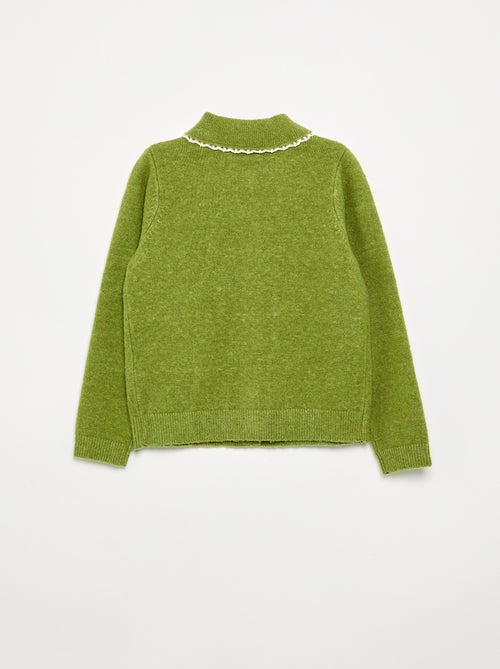 Strickjacke mit Fantasieknöpfen und Peter-Pan-Kragen - Kiabi