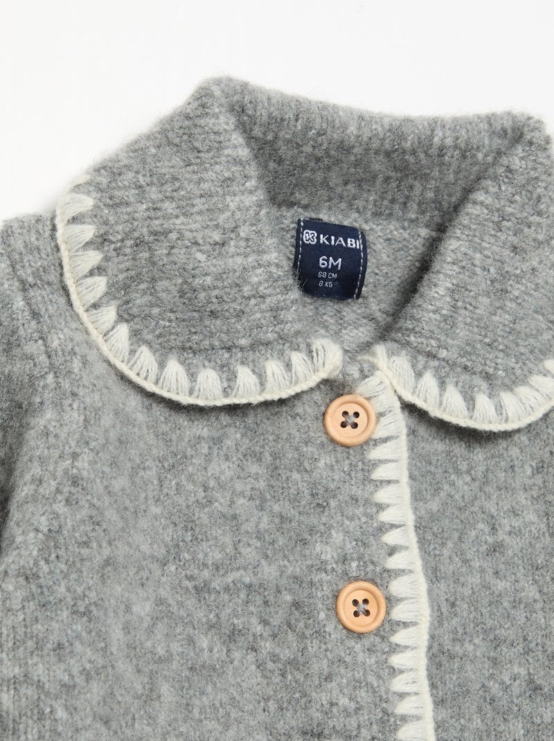 Strickjacke mit kontrastierenden Zierrändern Gris - Kiabi