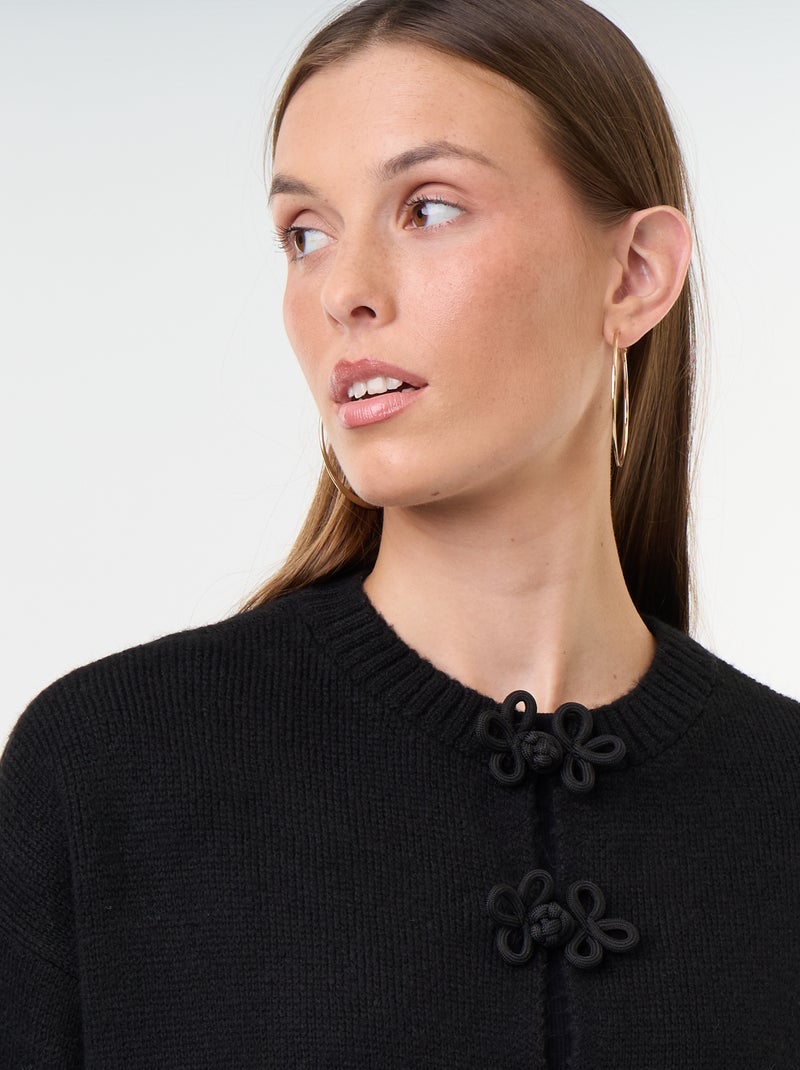 Strickjacke mit Zierknöpfen Noir - Kiabi