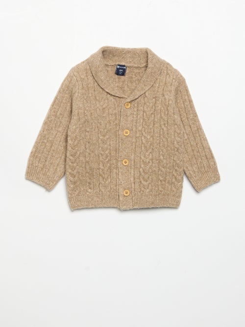 Strickjacke mit Zopfmuster und Schalkragen - Kiabi Strickjacke mit Zopfmuster und Schalkragen - Kiabi