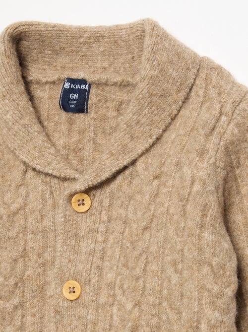 Strickjacke mit Zopfmuster und Schalkragen - Kiabi Strickjacke mit Zopfmuster und Schalkragen - Kiabi