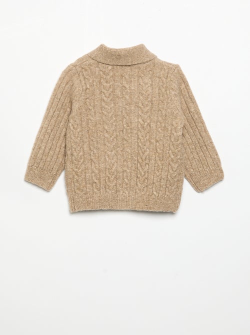 Strickjacke mit Zopfmuster und Schalkragen - Kiabi Strickjacke mit Zopfmuster und Schalkragen - Kiabi