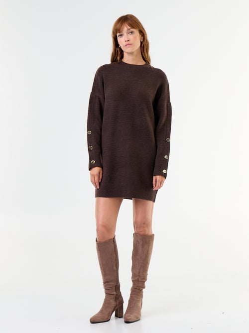 Strickkleid mit gehämmerten Knöpfen - Kiabi