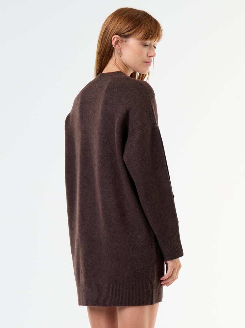 Strickkleid mit gehämmerten Knöpfen Braun - Kiabi