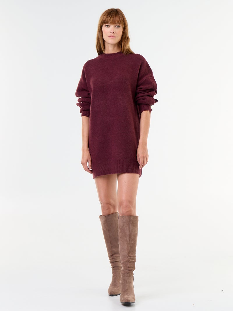 Strickkleid mit gehämmerten Knöpfen Rot - Kiabi