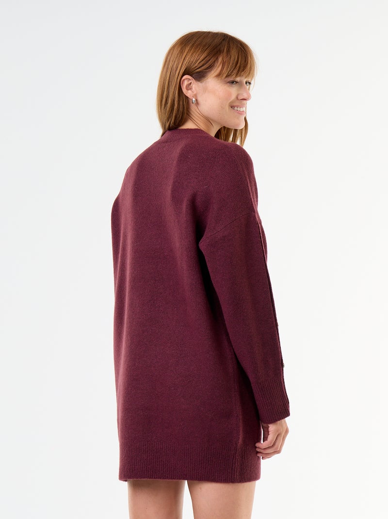 Strickkleid mit gehämmerten Knöpfen Rot - Kiabi