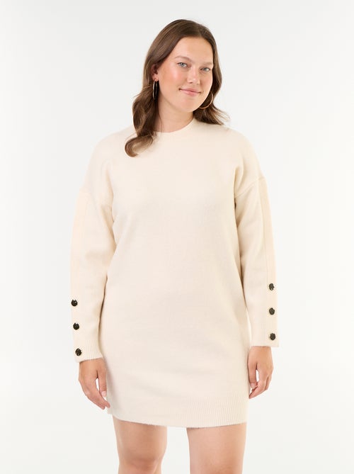 Strickkleid mit geknöpften Ärmeln - Kiabi