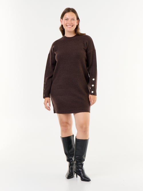 Strickkleid mit geknöpften Ärmeln - Kiabi