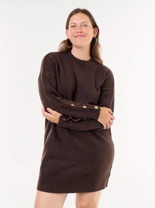Strickkleid mit geknöpften Ärmeln - Kiabi
