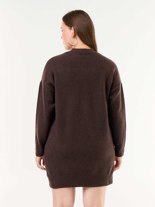 Strickkleid mit geknöpften Ärmeln - Kiabi
