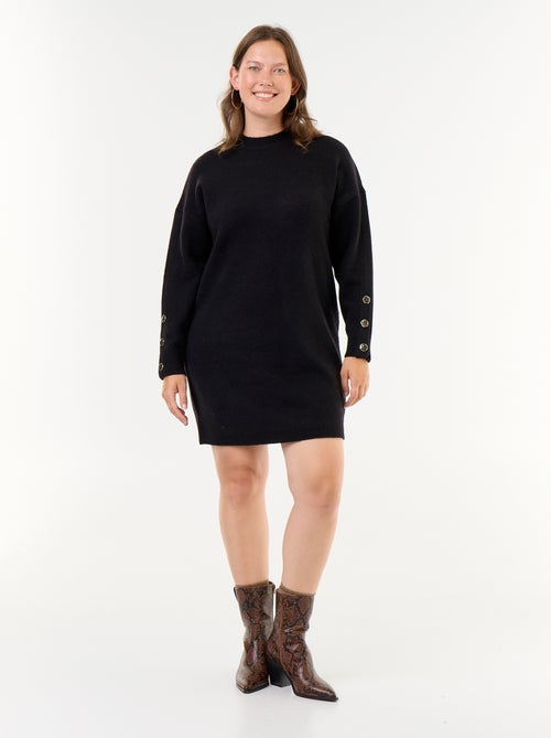 Strickkleid mit geknöpften Ärmeln - Kiabi