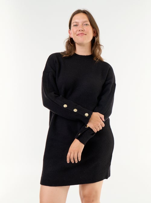 Strickkleid mit geknöpften Ärmeln - Kiabi