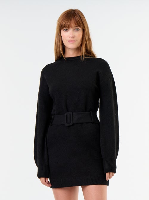 Strickkleid mit Gürtel - Kiabi