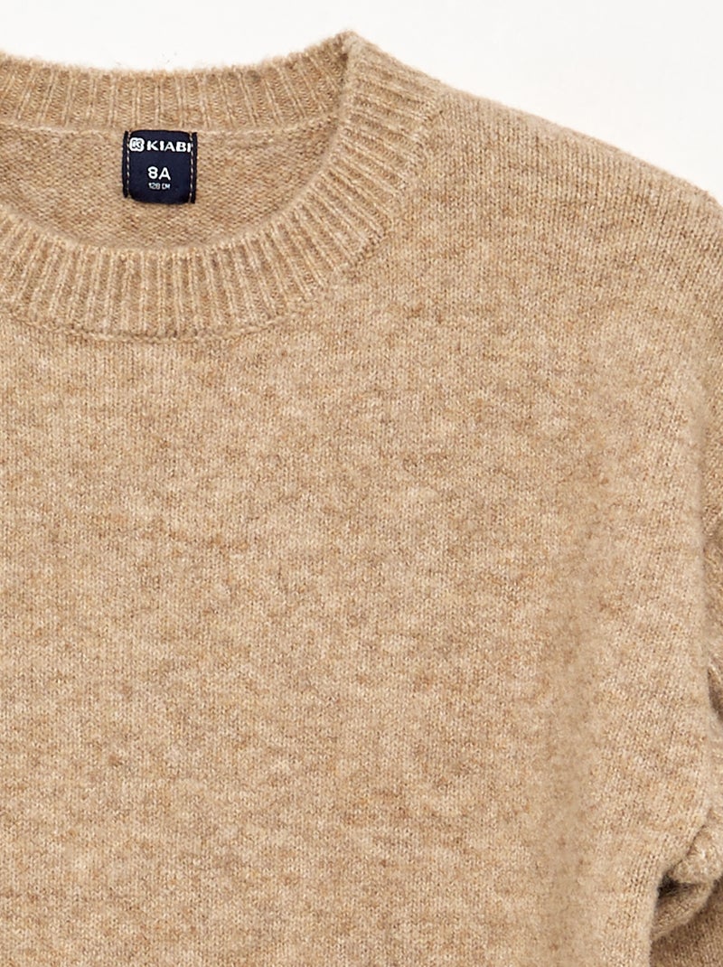 Strickkleid mit Volant-Schultern Beige - Kiabi
