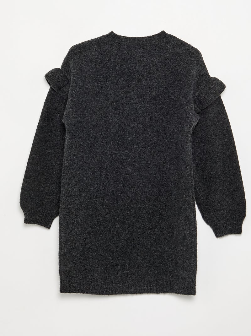 Strickkleid mit Volant-Schultern Grau - Kiabi