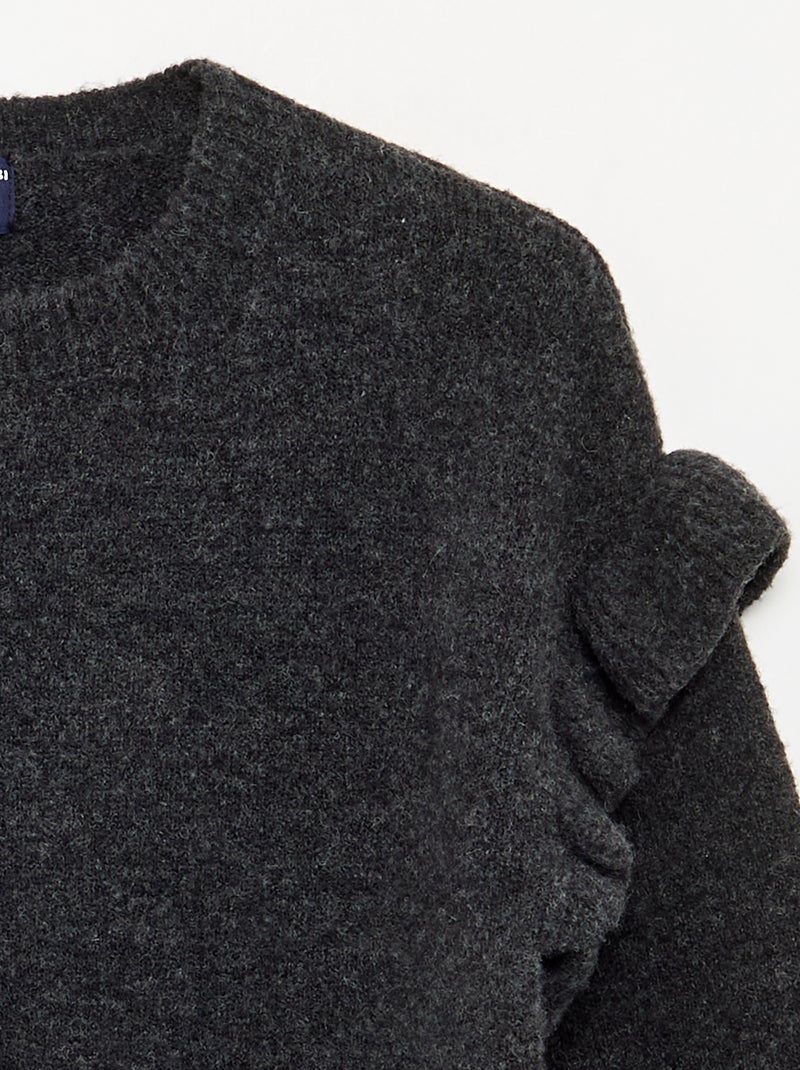 Strickkleid mit Volant-Schultern Grau - Kiabi