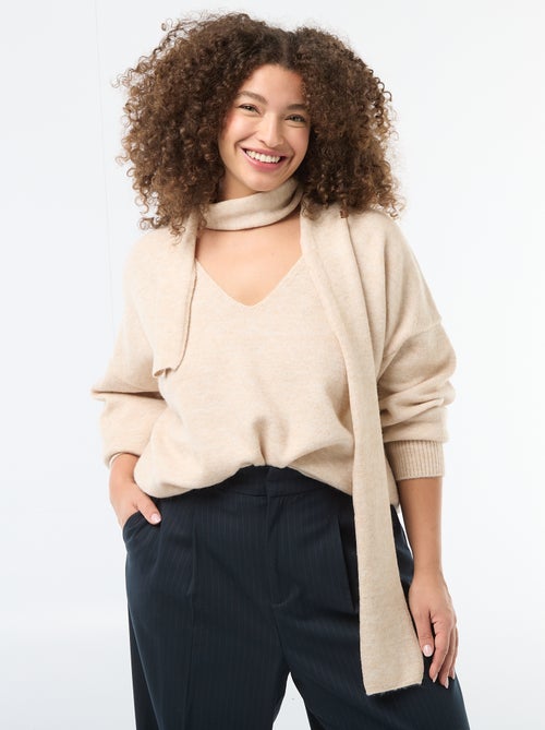 Strickpullover mit integriertem Schal - Kiabi