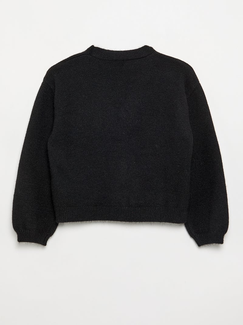 Strickpullover mit Knotenverschluss Schwarz - Kiabi