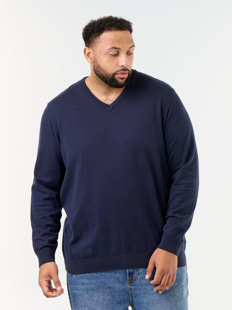 Strickpullover mit V-Ausschnitt Bleu - Kiabi