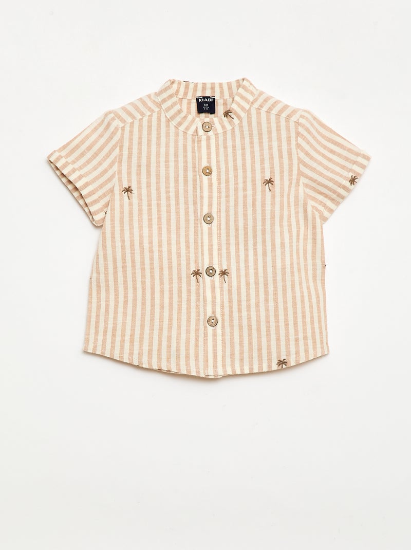 Striped 2-piece set - shirt + shorts Beige - Kiabi
