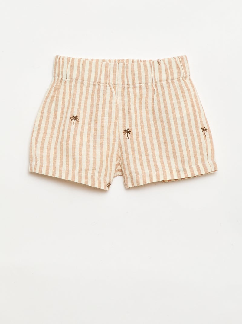 Striped 2-piece set - shirt + shorts Beige - Kiabi