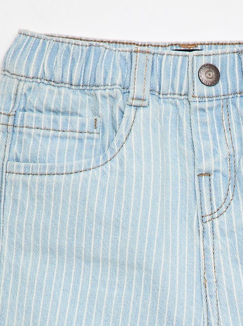 Striped Adjustable Denim Cotton Trousers - Kiabi