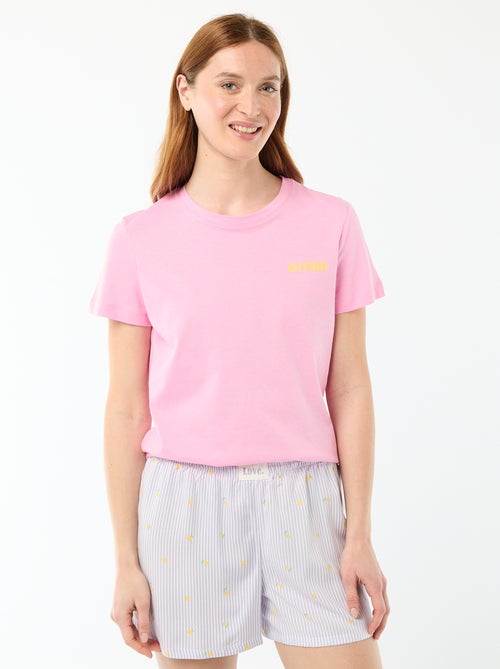 Striped All-Over Print Lightweight Top & Shorts Pajama Set - Kiabi