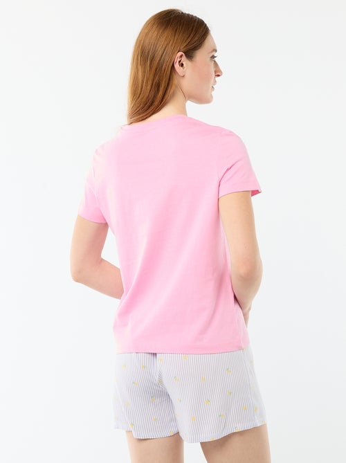 Striped All-Over Print Lightweight Top & Shorts Pajama Set - Kiabi
