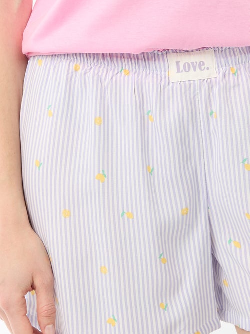 Striped All-Over Print Lightweight Top & Shorts Pajama Set - Kiabi