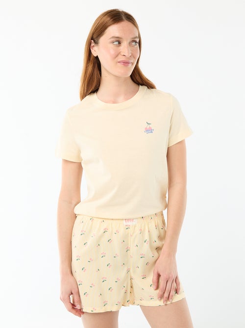 Striped All-Over Print Lightweight Top & Shorts Pajama Set - Kiabi