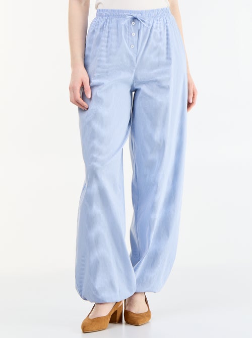 Striped Balloon Fit Wide-Leg Trousers - Kiabi