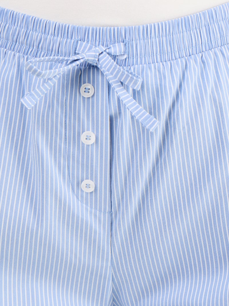 Striped Balloon Fit Wide-Leg Trousers Blue - Kiabi