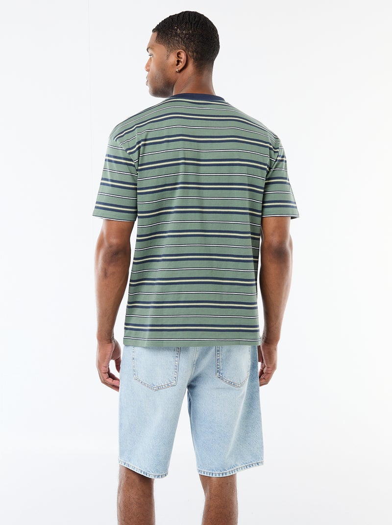 Striped Basic T-Shirt Green - Kiabi