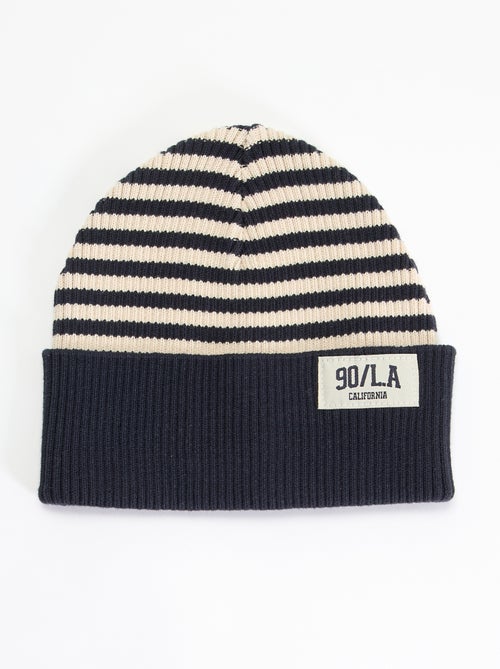 Striped Beanie with Fold-Over Cuff - Kiabi