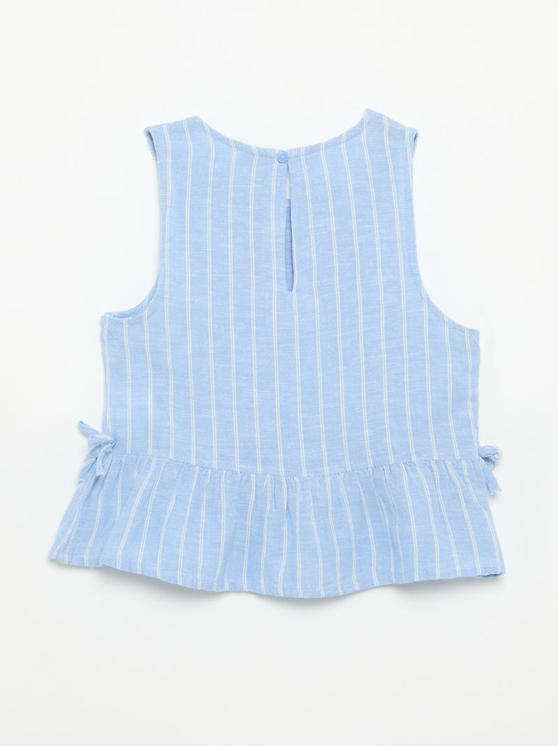 Striped blouse with fancy bows Blue - Kiabi