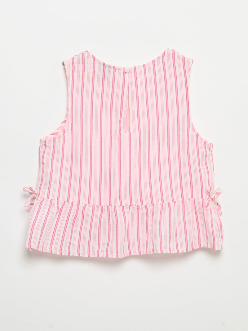Striped blouse with fancy bows Pink - Kiabi