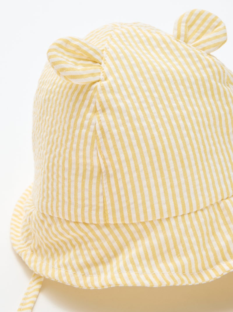 Striped Bucket Hat with Little Ears Yellow - Kiabi