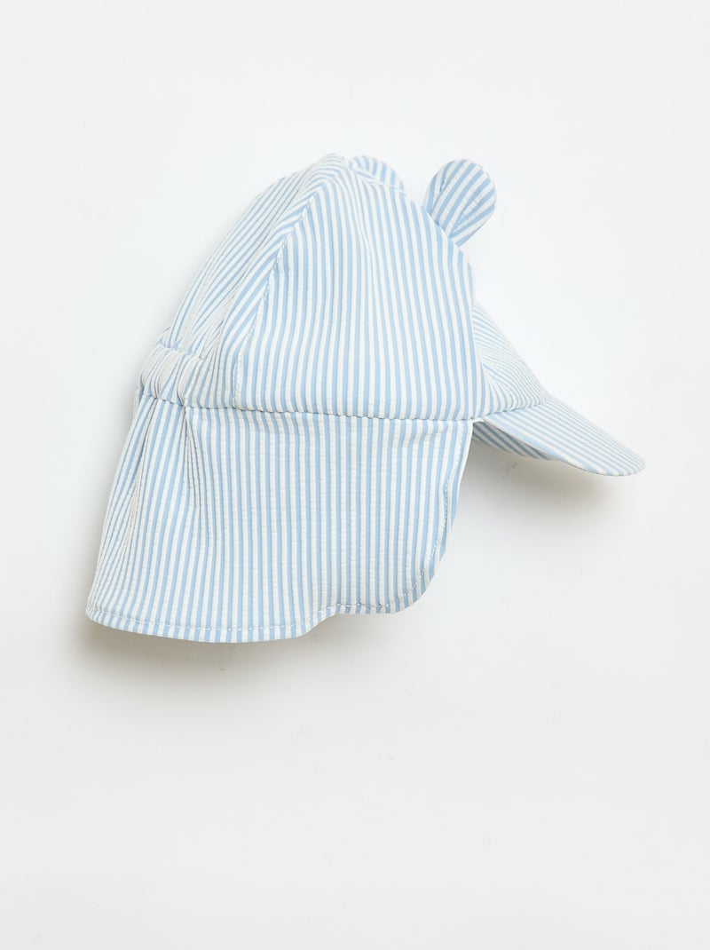 Striped Cap with Neck Flap and Ears Blue - Kiabi