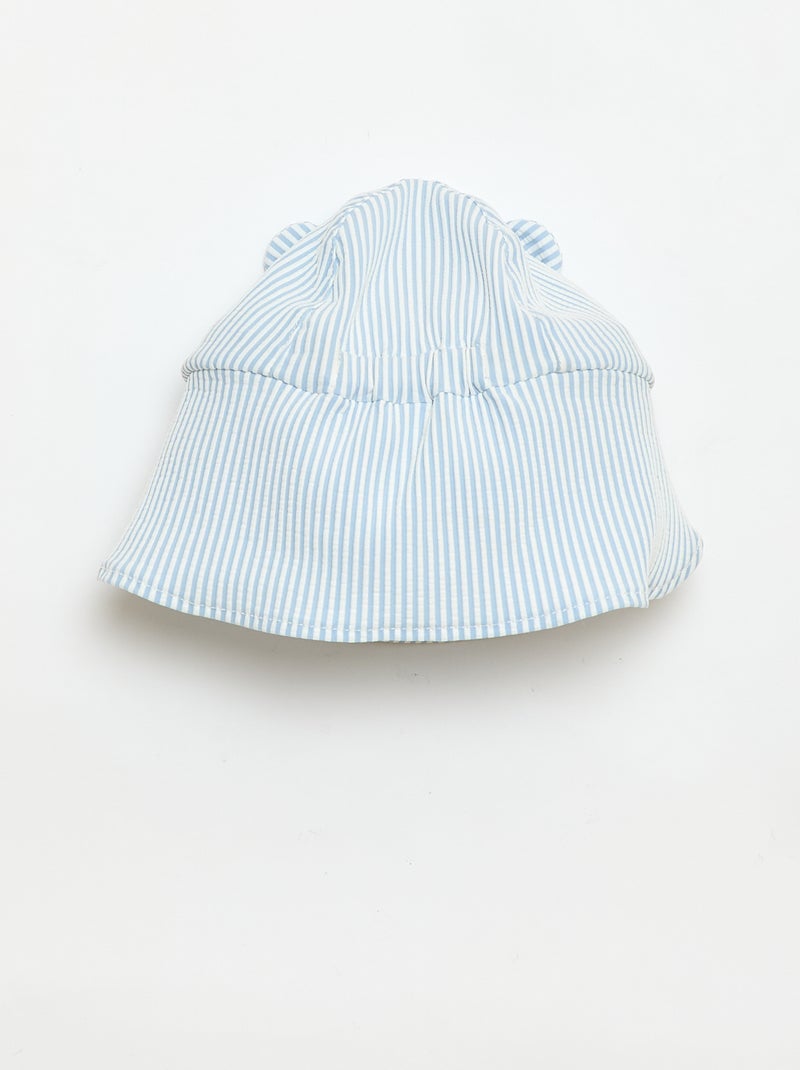 Striped Cap with Neck Flap and Ears Blue - Kiabi