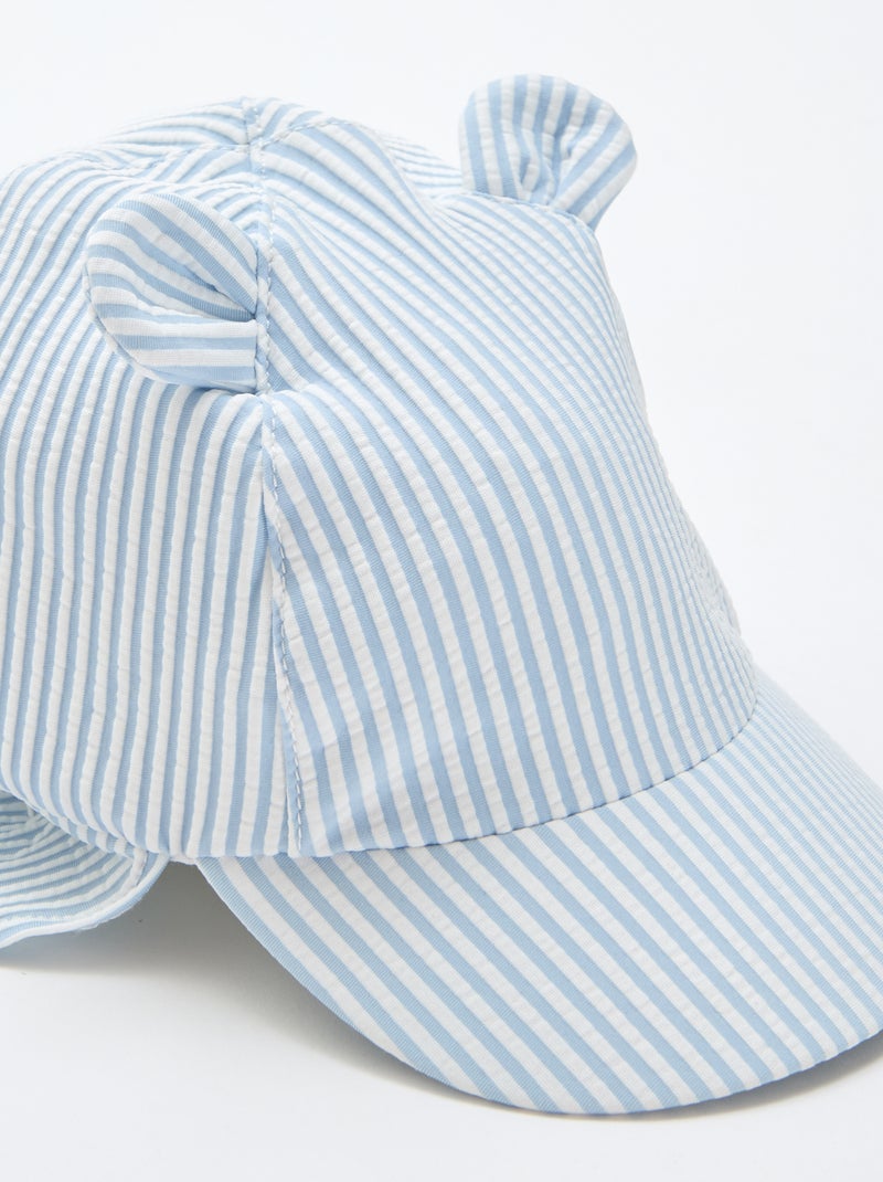 Striped Cap with Neck Flap and Ears Blue - Kiabi