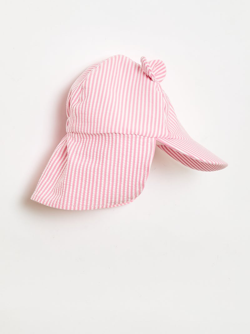 Striped Cap with Neck Flap and Ears Pink - Kiabi