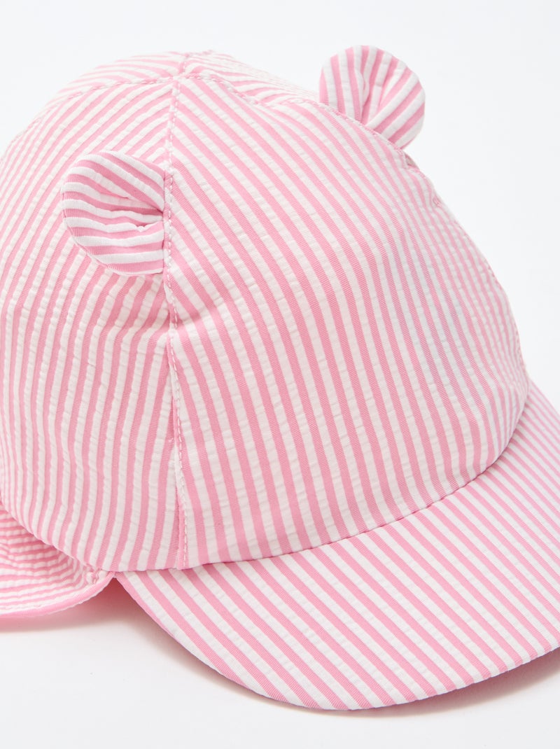 Striped Cap with Neck Flap and Ears Pink - Kiabi