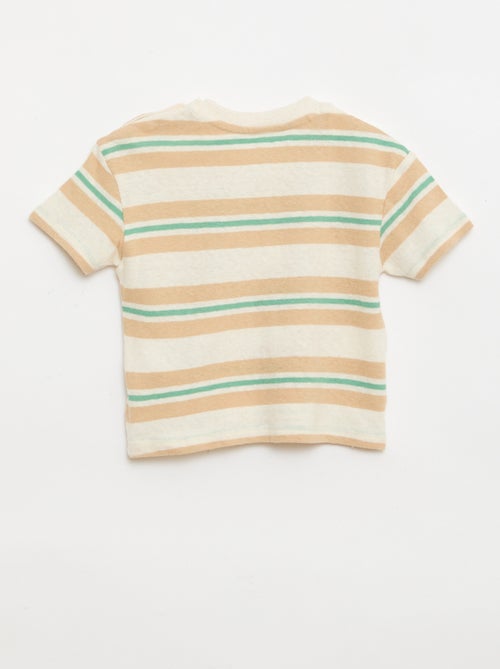 Striped cotton and linen jersey T-shirt - Kiabi