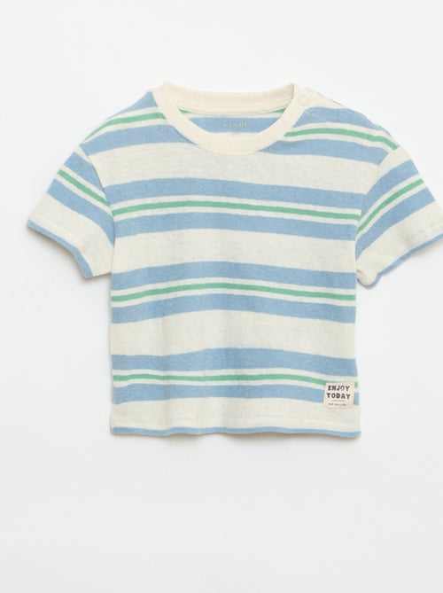 Striped cotton and linen jersey T-shirt - Kiabi