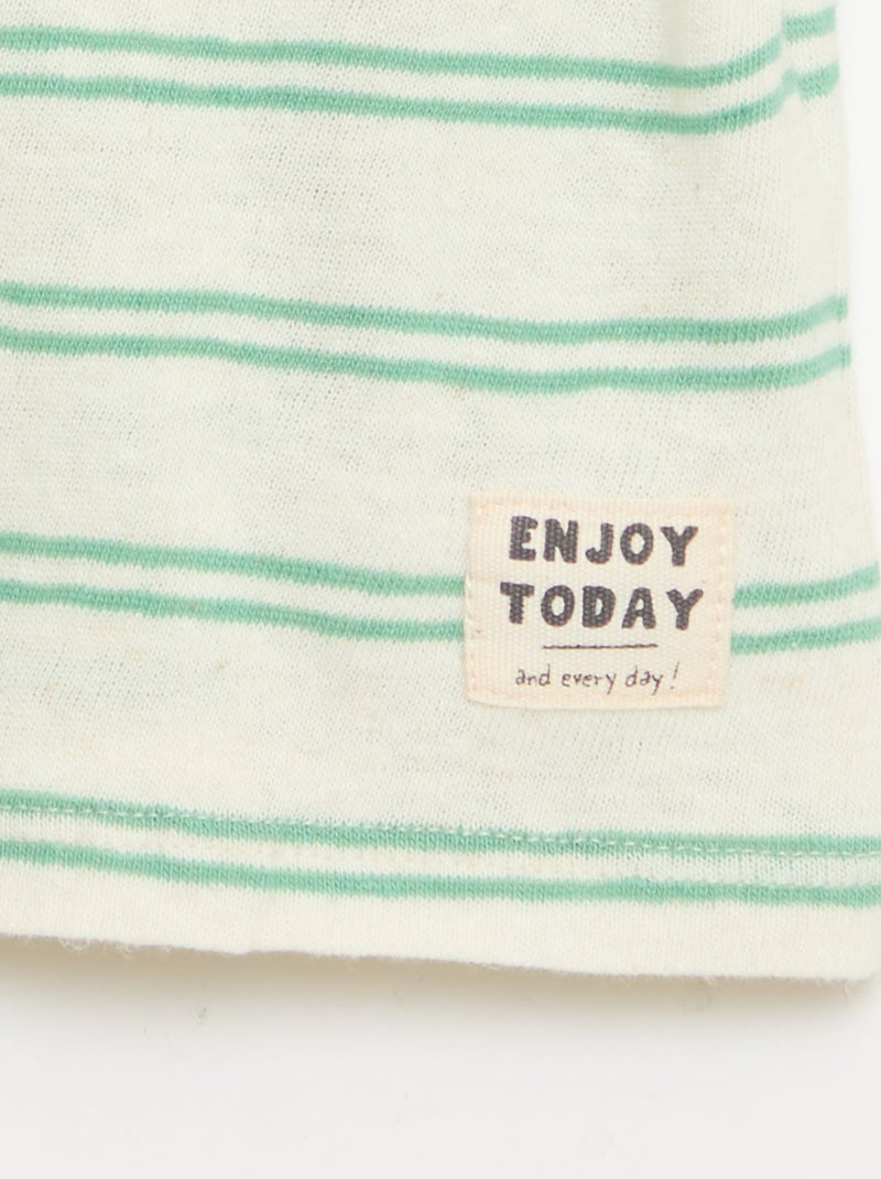 Striped cotton and linen jersey T-shirt White - Kiabi