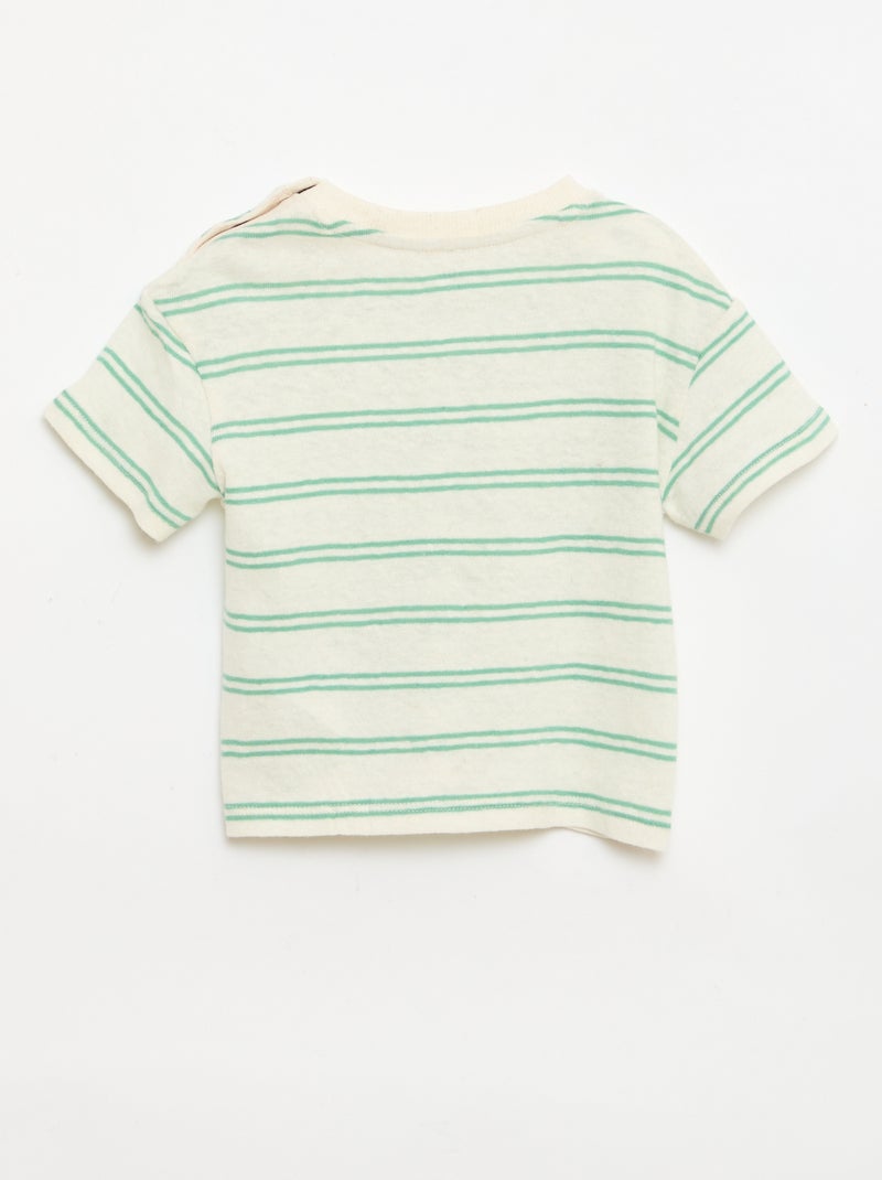 Striped cotton and linen jersey T-shirt White - Kiabi