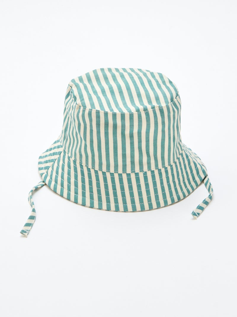 Striped Cotton Bucket Hat Green - Kiabi