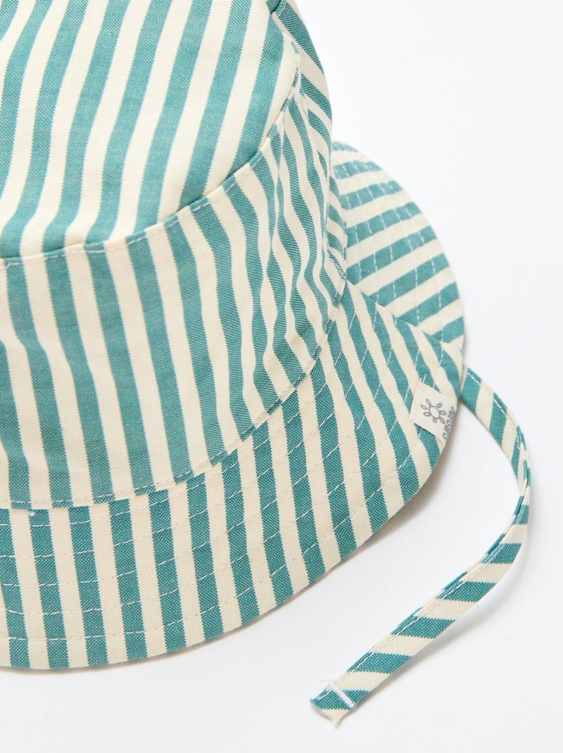 Striped Cotton Bucket Hat Green - Kiabi